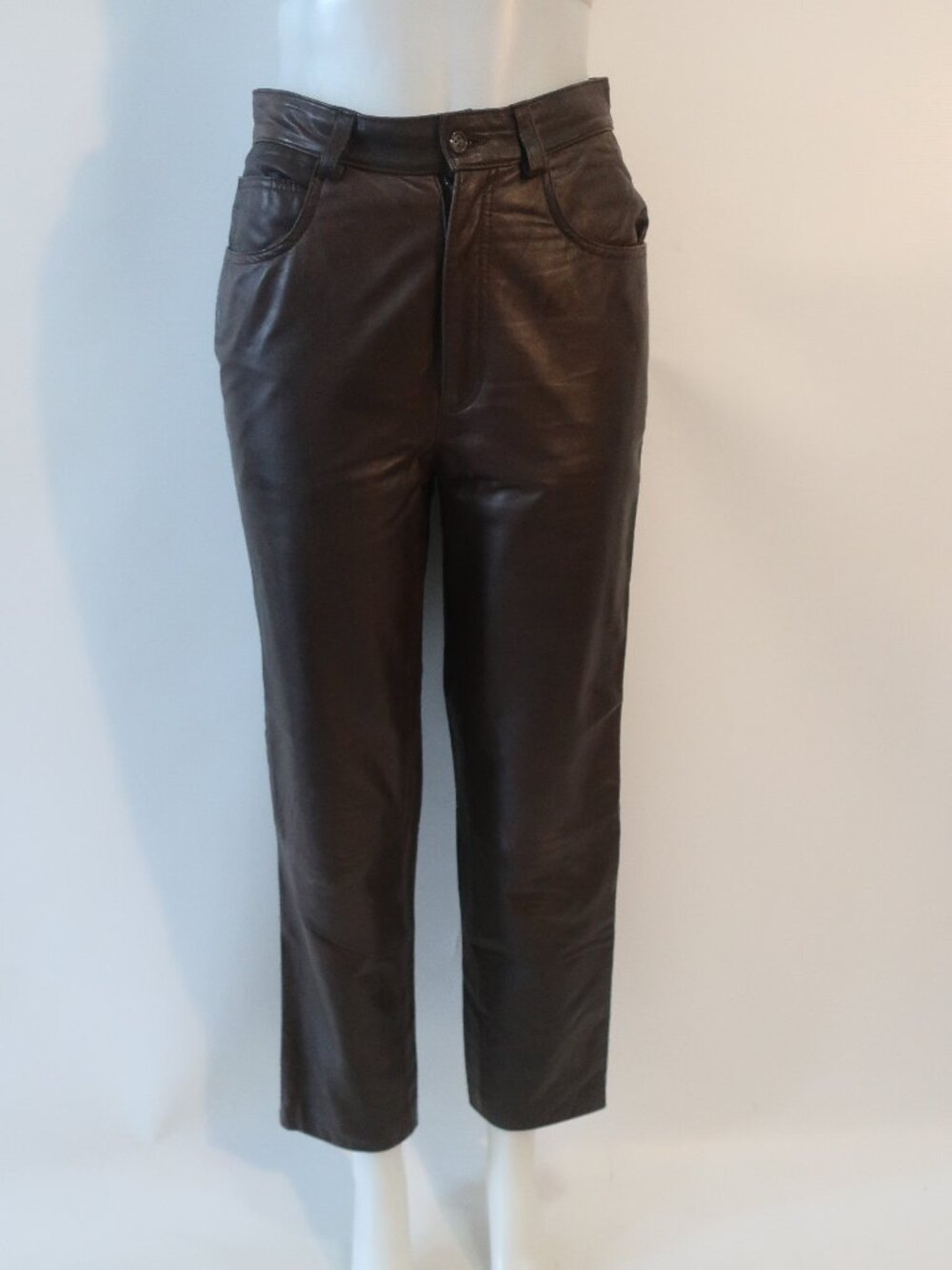 Womens DKNY Brown (Item-81) Genuine Leather Tapered Trouser Pant 4